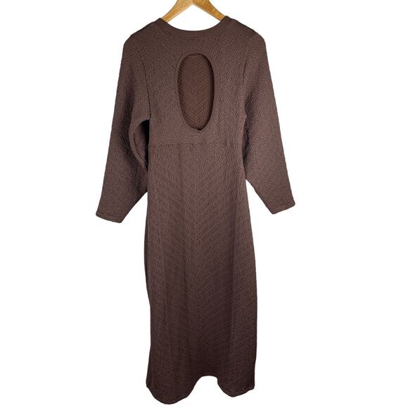 Free People Gabby Boho Textured Seamless Midi Dress in Coconut Shell Size Medium - Picture 6 of 11